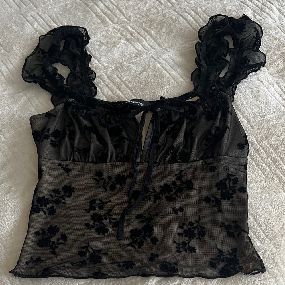 S, Hesperus, Nude Lined, Black Floral Cami
